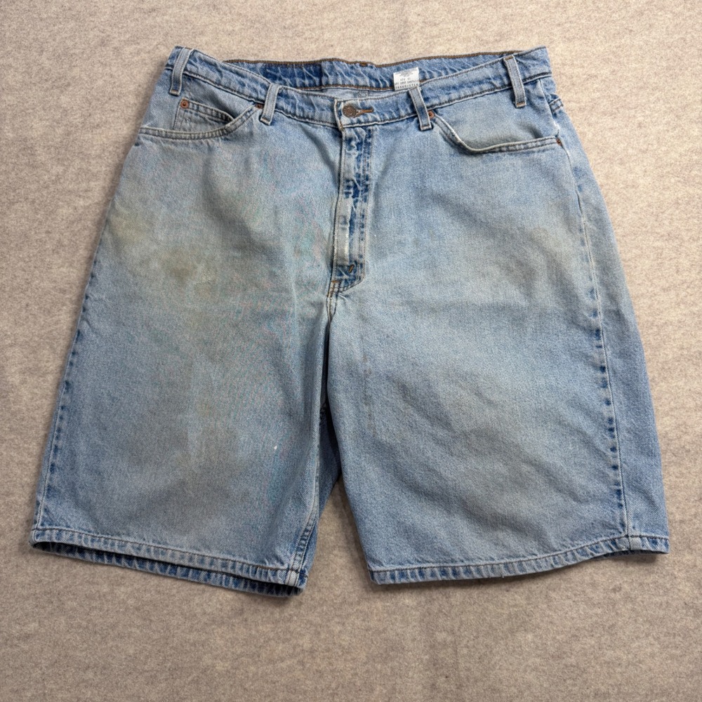 Levis 560 Loose Fit Denim Shorts Mens 38 Light Wash Orange Tab Vintage 36x11